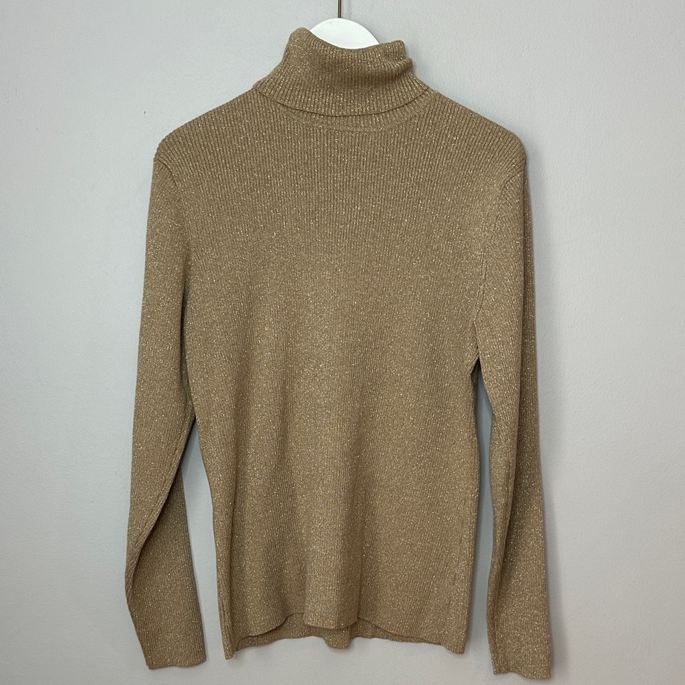 Tan / Gold Turtleneck Sweater size XL